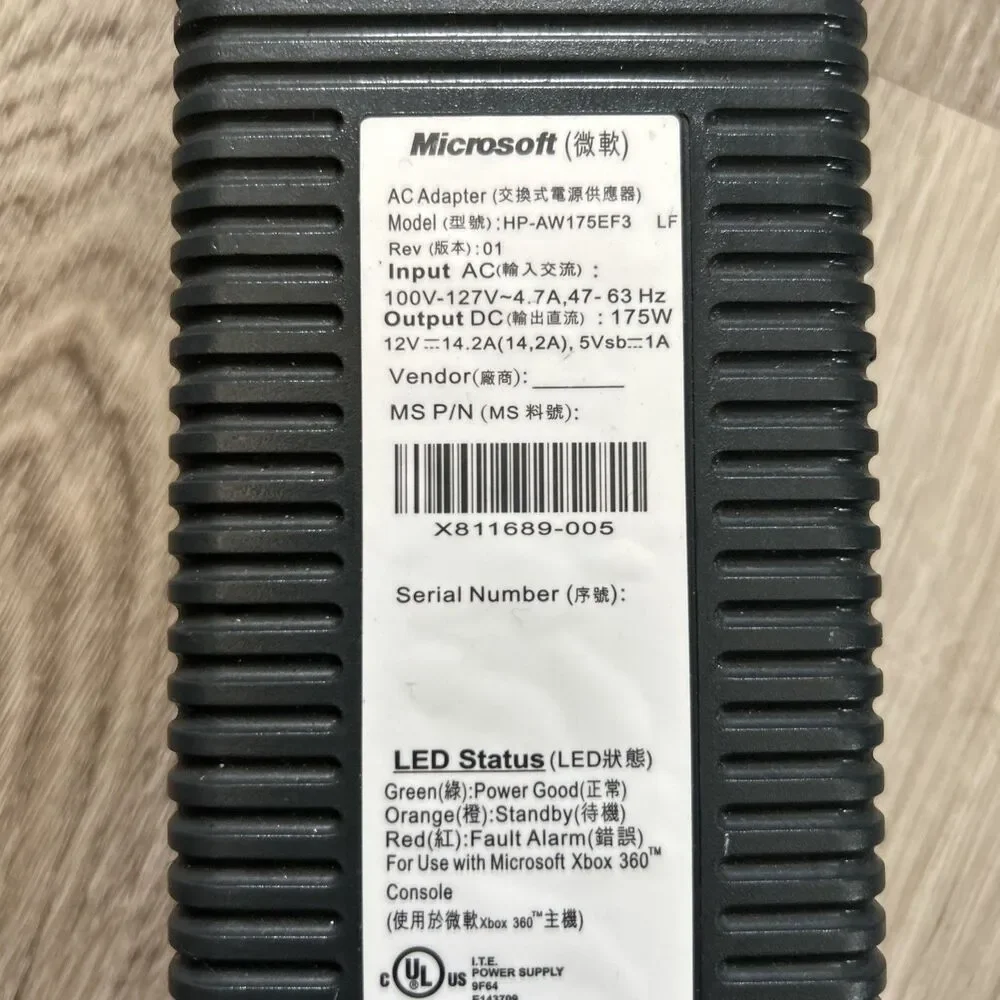 Microsoft Xbox 360 AC Power Supply Brick 175W HP-AW175EF3 Genuine OEM Tested